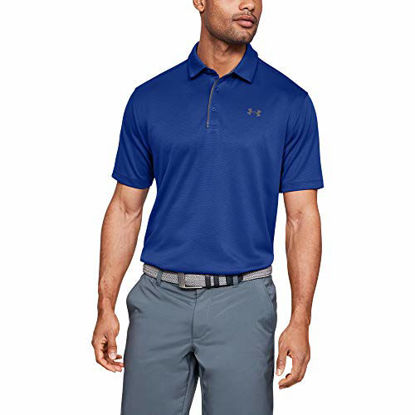 Picture of Under Armour Men's Tech Golf Polo, Royal (400)/Graphite, Small