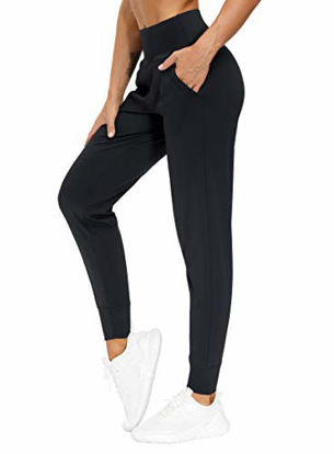 Picture of THE GYM PEOPLE Women's Joggers Pants Lightweight Athletic Legging Tapered Lounge Pants for Workout, Yoga, Running (X-Small, Black)