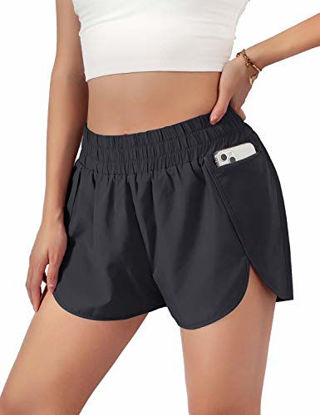 Picture of Blooming Jelly Womens Quick-Dry Running Shorts Sport Layer Elastic Waist Active Workout Shorts with Pockets 1.75" (Medium, Black)