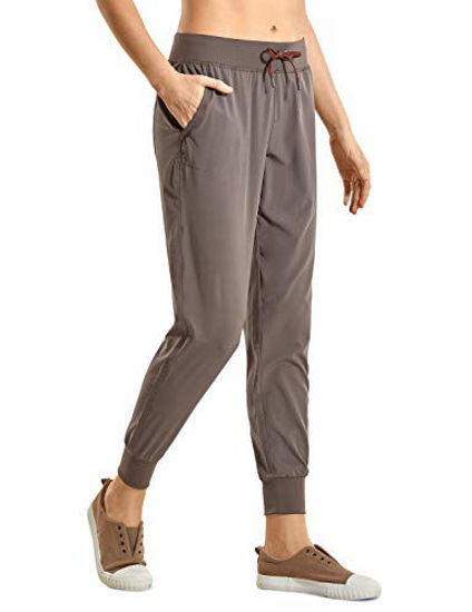 GetUSCart- CRZ YOGA Women's Lightweight Joggers Pants with Pockets  Drawstring Workout Running Pants with Elastic Waist Brown Rock Large