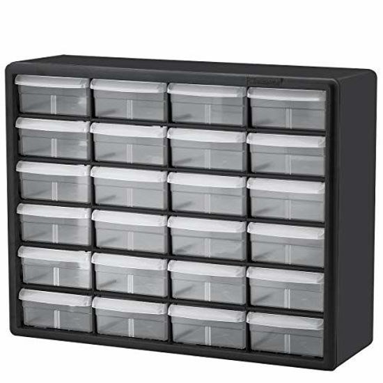 Picture of Akro-Mils 24 Drawer 10124, Plastic Parts Storage Hardware and Craft Cabinet, (20-Inch W x 6-Inch D x 16-Inch H), Black (1-Pack)