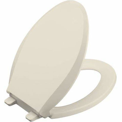 Picture of KOHLER K-4636-47 Cachet Quiet-Close with Grip-Tight Bumpers Elongated Toilet Seat, Almond