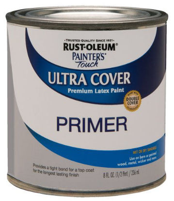 Picture of Rust-Oleum 1980730-6PK Painter's Touch Latex Paint, Half Pint, Flat Gray Primer, 6 Pack