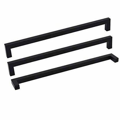 Picture of 2Pack Goldenwarm Black Square Bar Cabinet Pull Drawer Handle Stainless Steel Modern Hardware for Kitchen and Bathroom Cabinets Cupboard,Center to Center 11-1/3in(288mm) Black Drawer Handles