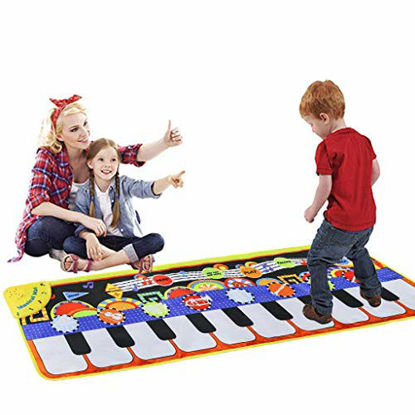 Picture of Cyiecw Piano Music Mat, Keyboard Play Mat Music Dance Mat with 19 Keys Piano Mat, 8 Selectable Musical Instruments Build-in Speaker & Recording Function for Kids Girls Boys, 43.3'' x14.2''