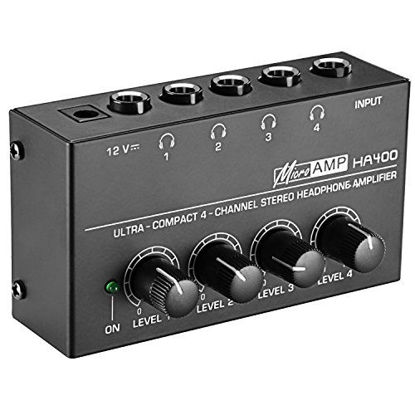 Picture of Neewer Super Compact 4-Channel Stereo Headphone Amplifier with DC 12V Power Adapter for Sound Reinforcement, Studio, Stage, Choir, Personal Recording, Features Ultra Low Noise (Original Version)