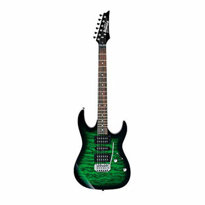 Picture of Ibanez 6 String Solid-Body Electric Guitar, Right, Transparent Green Burst (GRX70QATEB)