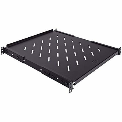 Picture of NavePoint Fixed Rack Vented Server Shelf 1U 19 Inch 4 Post Rack Mount Adjustable from 16-33 Inches