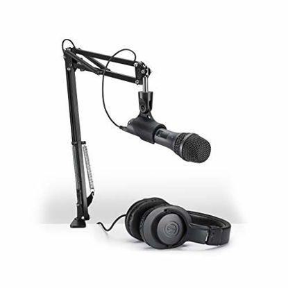 Picture of Audio-Technica AT2005USBPK Vocal Microphone Pack for Streaming/Podcasting, Includes USB and XLR Outputs, Adjustable Boom Arm, & Monitor Headphones,Black