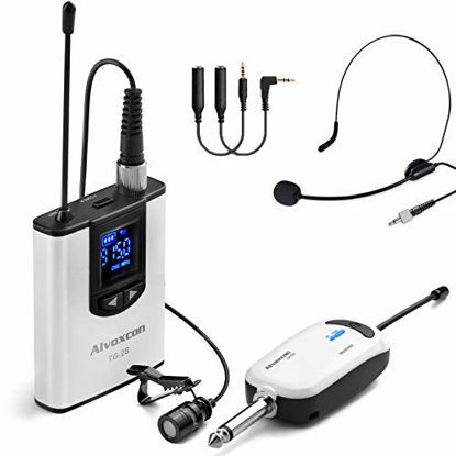 Picture of Wireless Headset Lavalier Microphone System -Alvoxcon Wireless Lapel Mic Best for IPhone, DSLR Camera, PA Speaker, Youtube, Podcast, Video Recording, Conference, Vlogging, Church, Interview, Teaching