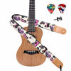 Picture of Ukulele Strap, Eyeshot Adjustable Hawaiian Denim Print Ukulele Shoulder Strap, Suitable for Soprano Concert Tenor Baritone String Instruments