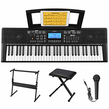 Picture of Donner DEK-610 beginner Electronic piano 61 Key electric keyboard with Full-Size Keys, Include a Music Stand, Keyboard Stand, Stool, Microphone