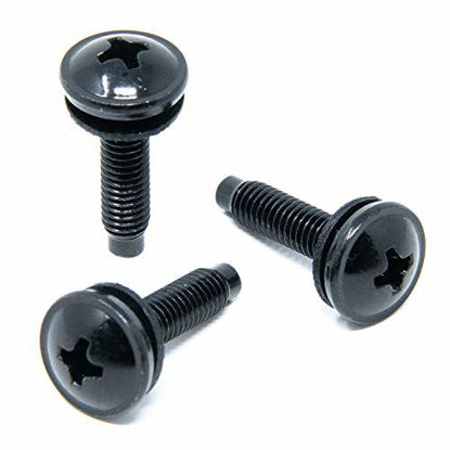 Picture of 10/32 Rack Screws Carbon Steel with Nylon Rack Washers (50 Sets) for Server Rack Mounts, Audio Racks, Mounting Hardware and Rack Rails. Rackmount Equipment for Recording Studios and Shelf Racks