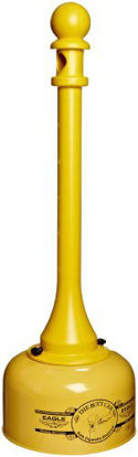 Picture of Eagle 1202 Galvanized Steel Poly Tube Cigarette Butt Receptacle, 2-1/2 gallon Capacity, 35" Height, 11" Diameter, Yellow