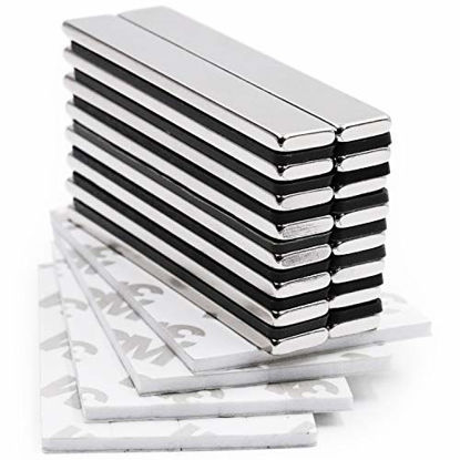 Picture of DIYMAG Strong Neodymium bar Magnets with Double-Sided Adhesive, Rare Earth Neodymium Magnet - 60 x 10 x 3 mm, Pack of 16