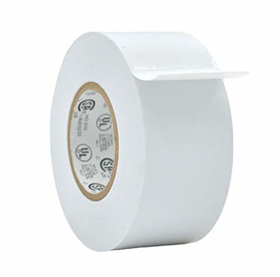 Picture of WOD ETC766 Professional Grade General Purpose White Electrical Tape UL/CSA listed core. Vinyl Rubber Adhesive Electrical Tape: 2 inch X 66 ft. - Use At No More Than 600V & 176F (Pack of 1)