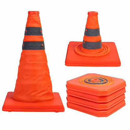 Picture of Sunnyglade 4 Pack 15.5 inch Collapsible Traffic Cones Multi Purpose Pop up Reflective Safety Cone (4)
