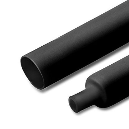 Picture of 1 inch (25mm) 3:1 Dual Wall Adhesive Heat Shrink Tubing, Large Diameter Glue Lined Marine Cable Sleeve Tube, Premium Wire Wrap Protector for DIY by MILAPEAK (4 Feet, Black)