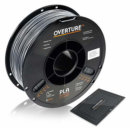Picture of OVERTURE PLA Filament 1.75mm with 3D Build Surface 200mm x 200mm 3D Printer Consumables, 1kg Spool (2.2lbs), Dimensional Accuracy +/- 0.05 mm, Fit Most FDM Printer, Space Gray