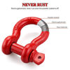 Picture of Shackles 3/4" (2 PACK) LIBERRWAY D ring Shackle Rugged Unbreakable 28.5 Ton (57,000 Lbs) Maximum Break Strength with 7/8'' Pin Bow Screw Heavy Duty D Ring for Vehicle Recovery, Red
