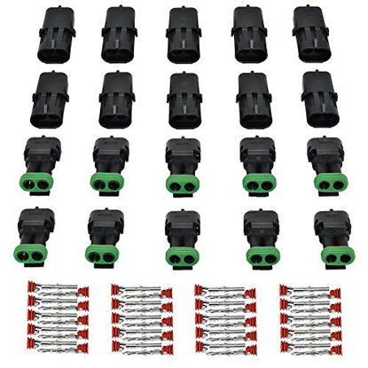 Picture of MUYI 10 Kit 2 Pin Way Waterproof Electrical Connector 2.5mm Series Terminals Quick Locking Wire Harness Sockets