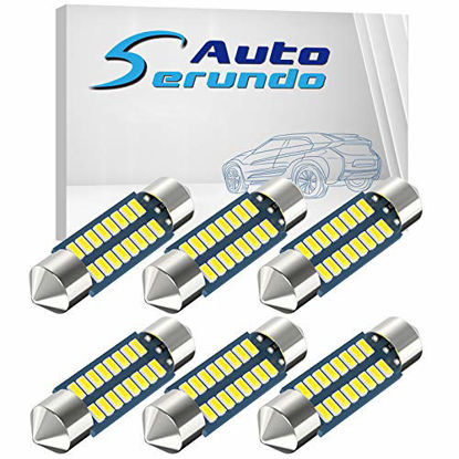 Picture of Serundo Auto 6418 Led Car Bulb 36mm 1.42in C5W Led Festoon Bulb, Super Bright 16SMD 3014 Chips 6000k White Interior Led Festoon Bulb Used for Car Map Dome Courtesy Trunk Light etc, Pack of 6pcs