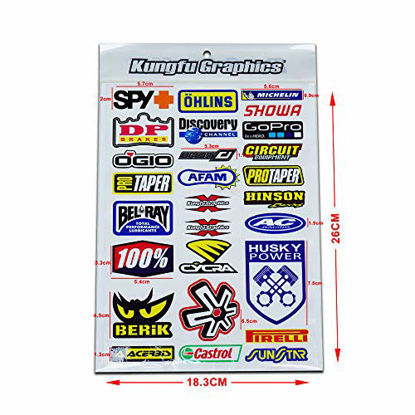 White 7.2x 10.2 inch Kungfu Graphics Hinson Sponsor Logo Racing Sticker Sheet Universal White 7.2x 10.2 inch Kungfu Graphics Hinson Sponsor Logo Racing Sticker Sheet Universal