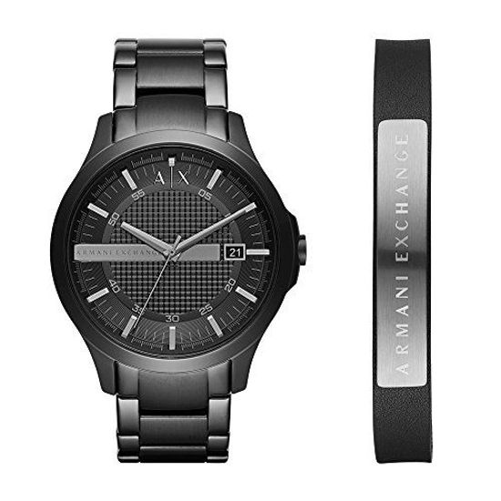 Picture of Armani Exchange Men's Hampton Stainless Steel Watch, Color: Black/Black Set (Model: AX7101)