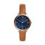 Picture of Fossil Women's Jacqueline Quartz Leather Three-Hand Watch, Color: Rose Gold/Blue, Luggage (Model: ES4274)