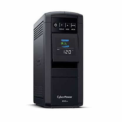 Picture of CyberPower CP850PFCLCD PFC Sinewave UPS System, 850VA/510W, 10 Outlets, AVR, Mini-Tower Black