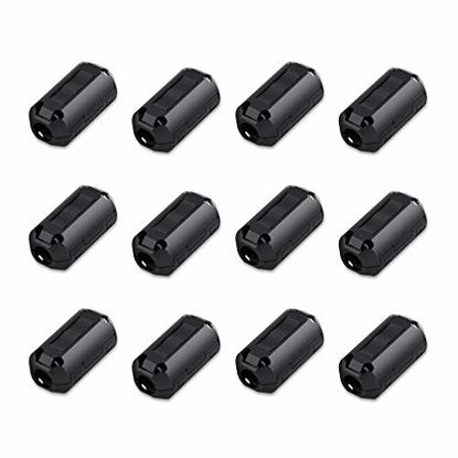 Picture of Viaky 12 Pack RFI EMI Noise Suppressor Cable Clip, Clip-on Ferrite Ring Core Noise Filter for 5mm Dia Cable(Black)
