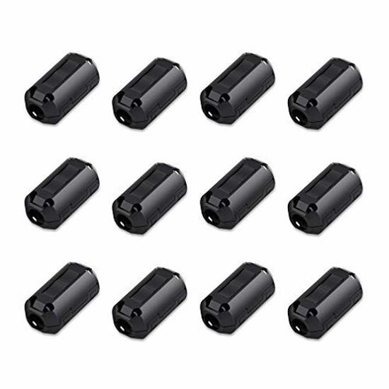 Picture of Viaky 12 Pack RFI EMI Noise Suppressor Cable Clip, Clip-on Ferrite Ring Core Noise Filter for 5mm Dia Cable(Black)