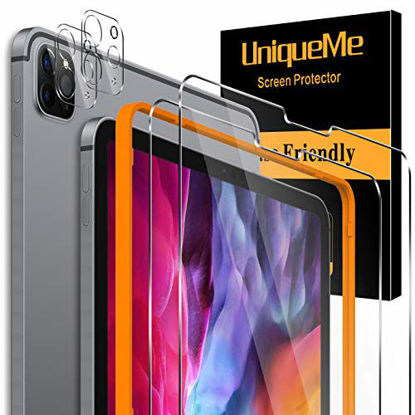 Picture of [2+2 Pack] UniqueMe Screen Protector and Camera Lens Protector for iPad Pro 2020 [ 12.9" ] 4th Generation [Alignment Frame] Tempered Glass Anti-Scratch High Definition Case-Friendly Bubble-Free