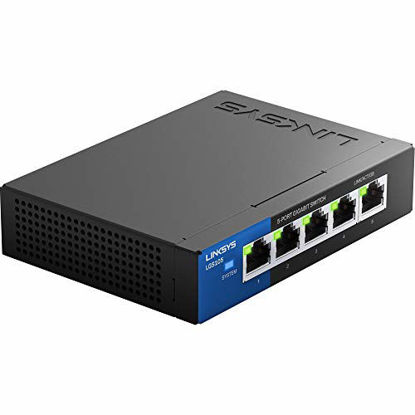 Picture of Linksys LGS105 Business 5-Port Desktop Gigabit Ethernet Network Unmanaged Switch I Metal Enclosure,Black/Blue