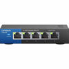 Picture of Linksys LGS105 Business 5-Port Desktop Gigabit Ethernet Network Unmanaged Switch I Metal Enclosure,Black/Blue