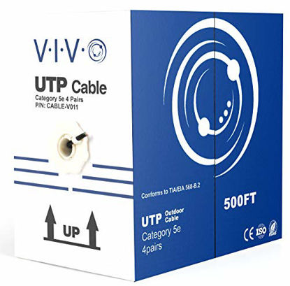 Picture of VIVO Black 500ft Bulk Cat5e, CCA Ethernet Cable, UTP Pull Box, Cat-5e Wire, Waterproof, Outdoor, Direct Burial CABLE-V011