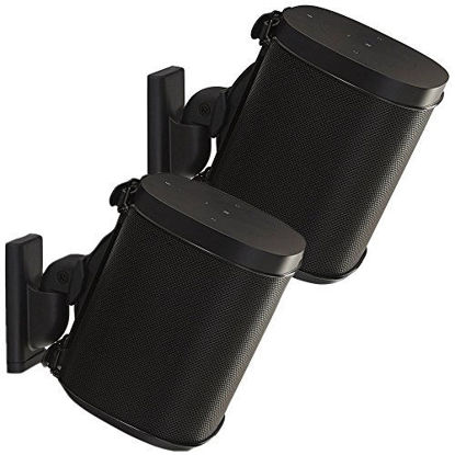 Picture of Sanus Adjustable Sonos Wall Mount for Sonos One, Play:1, Play:3 - Tool Free Tilt & Swivel Adjustments for Best Audio - Pair (Black)