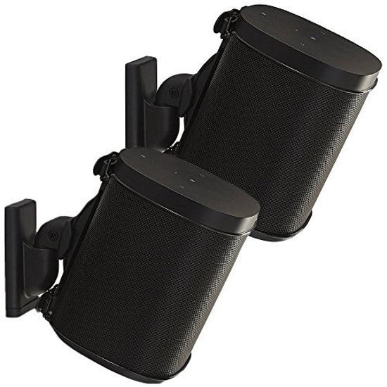 Picture of Sanus Adjustable Sonos Wall Mount for Sonos One, Play:1, Play:3 - Tool Free Tilt & Swivel Adjustments for Best Audio - Pair (Black)