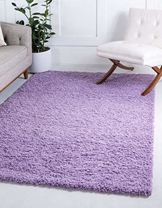 Picture of Unique Loom Solo Solid Shag Collection Modern Plush Lilac Area Rug (8' 0 x 11' 0)