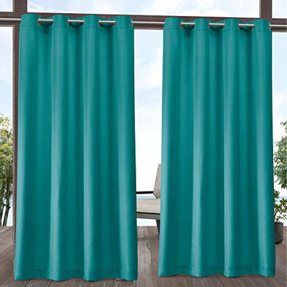 Picture of Exclusive Home Curtains Indoor/Outdoor Solid Cabana Grommet Top Curtain Panel Pair, 54x108, Dark Teal