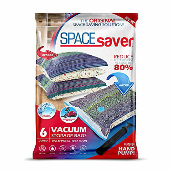 80% More Storage Double-Zip Seal and Triple Seal Turbo-Valve for Max Space Saving! Hand-Pump for Travel Spacesaver Premium Vacuum Storage Bags Small 6 Pack 