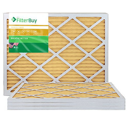 Picture of FilterBuy 16x30x1 MERV 11 Pleated AC Furnace Air Filter, (Pack of 4 Filters), 16x30x1 - Gold