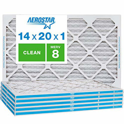 Picture of Aerostar Clean House 14x20x1 MERV 8 Pleated Air Filter, Made in the USA, 6-Pack, White
