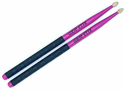 Picture of GRIP STIX PINK with Black 13" Long NON-SLIP Drumsticks for Kids - Ideal for Drumming, Cardio, Fitness, Aerobic & Workout Exercises