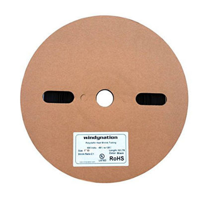 Picture of WindyNation 100 Feet (31 Meters) 1 inch, 1" I.D. Polyolefin 2:1 Black Heat Shrink Tubing