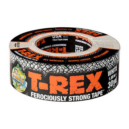 Picture of T-REX Ferociously Strong Tape, Duct Tape with UV Resistant & Waterproof Backing for Wood Brick Concrete and More, 30 yd. x 1.88", White, 1-Roll (241534)