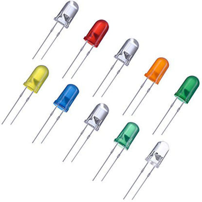 Picture of 100 Pieces Clear LED Light Emitting Diodes Bulb LED Lamp, 5 mm (Multicolor)