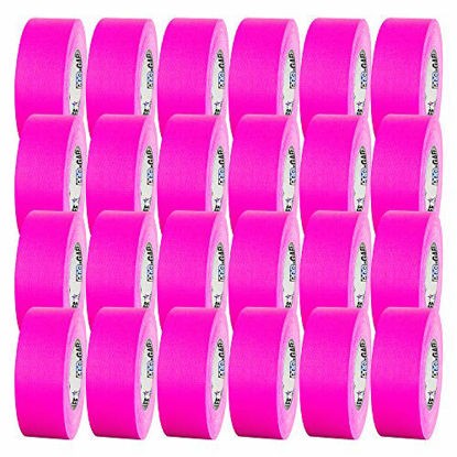 Picture of 2" Pro Gaff Gaffers Tape 50 yards length fluorescent pink matte. Premium Heavy-Duty Gaffers Tape trusted by professional Gaffers. Made in the USA. Holds Tight, Easy to remove. (Pack of 24)