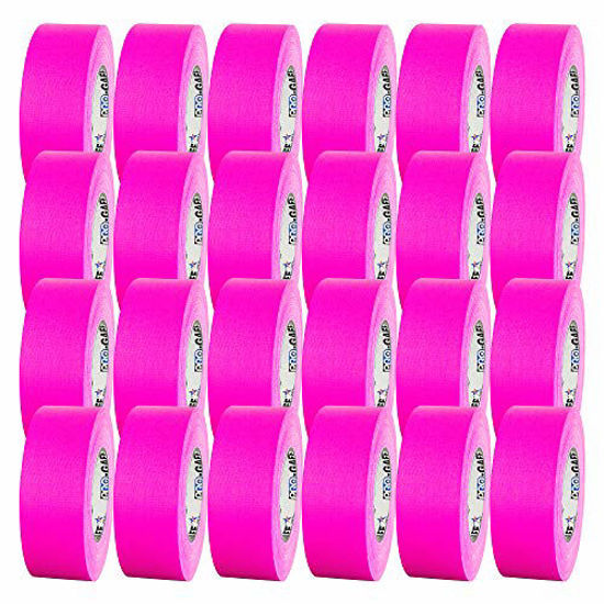 Picture of 2" Pro Gaff Gaffers Tape 50 yards length fluorescent pink matte. Premium Heavy-Duty Gaffers Tape trusted by professional Gaffers. Made in the USA. Holds Tight, Easy to remove. (Pack of 24)