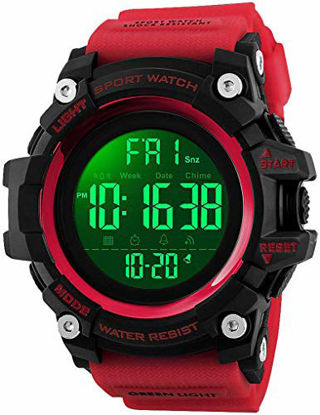 Picture of Big Dial Digital Watch S Shock Men Military Army Watch Water Resistant LED Sports Watches (Blue) (Red)